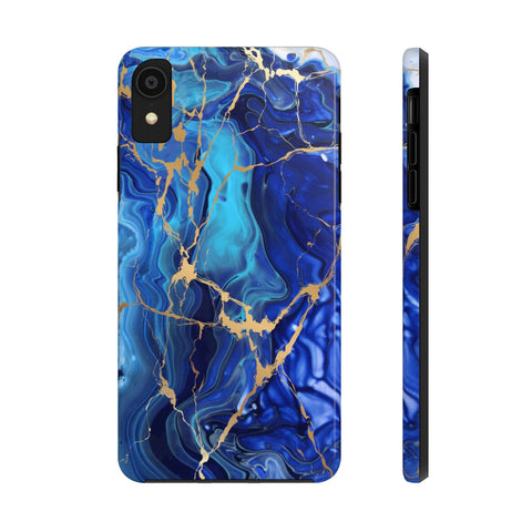 Blue Gold Marble Phone Case