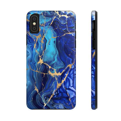 Blue Gold Marble Phone Case