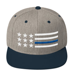 Thin Blue Line in White Snapback Hat
