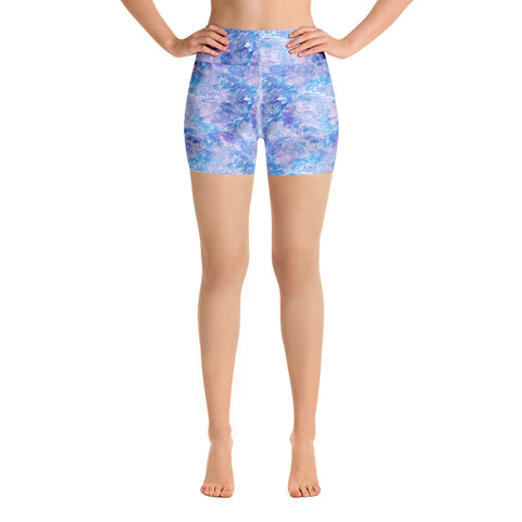 Lavender Blue Abstract High Rise Shorts