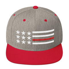 Thin Red Line in White Snapback Hat