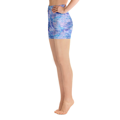Lavender Blue Abstract High Rise Shorts