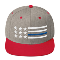Thin Blue Line in White Snapback Hat