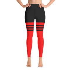 Black and Red Thigh High Rise Leggings