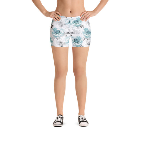 Teal Rose Mid Rise Shorts
