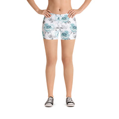 Teal Rose Mid Rise Shorts