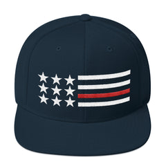 Thin Red Line in White Snapback Hat